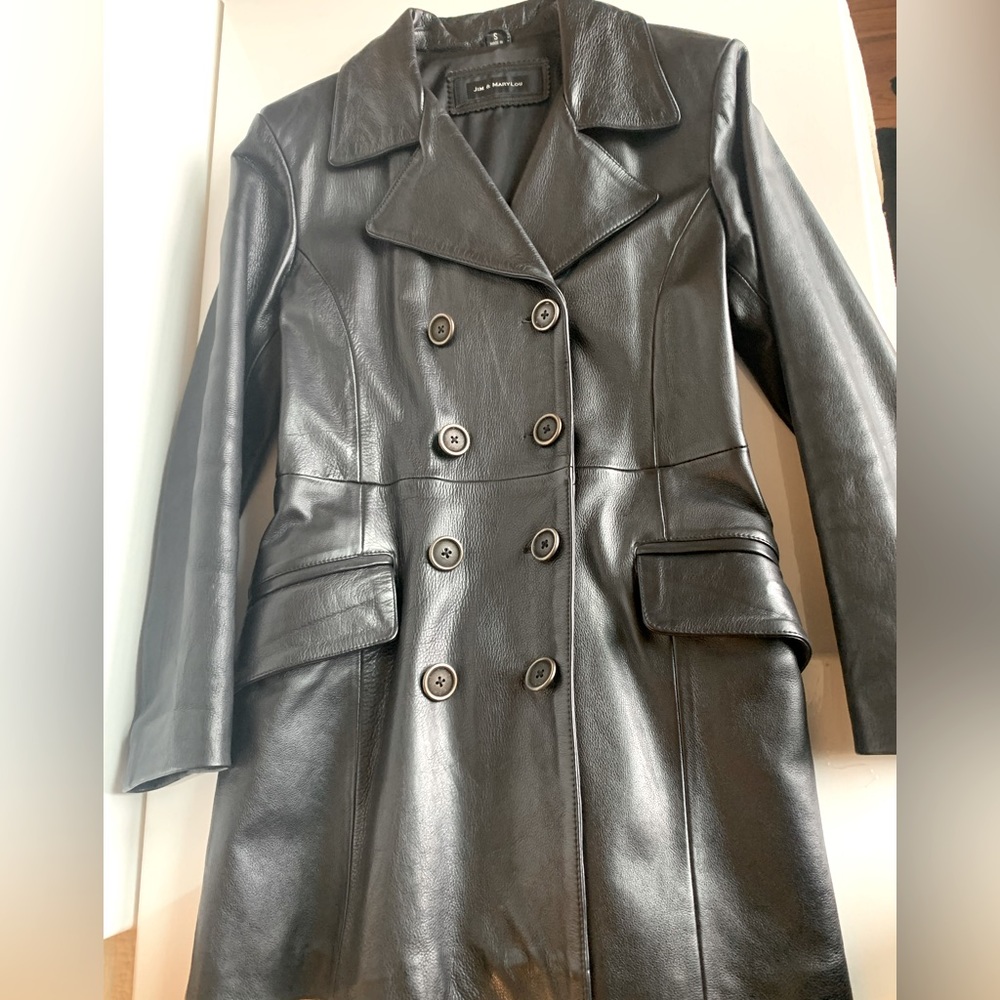 Double Breasted Leather Jacket Size Small